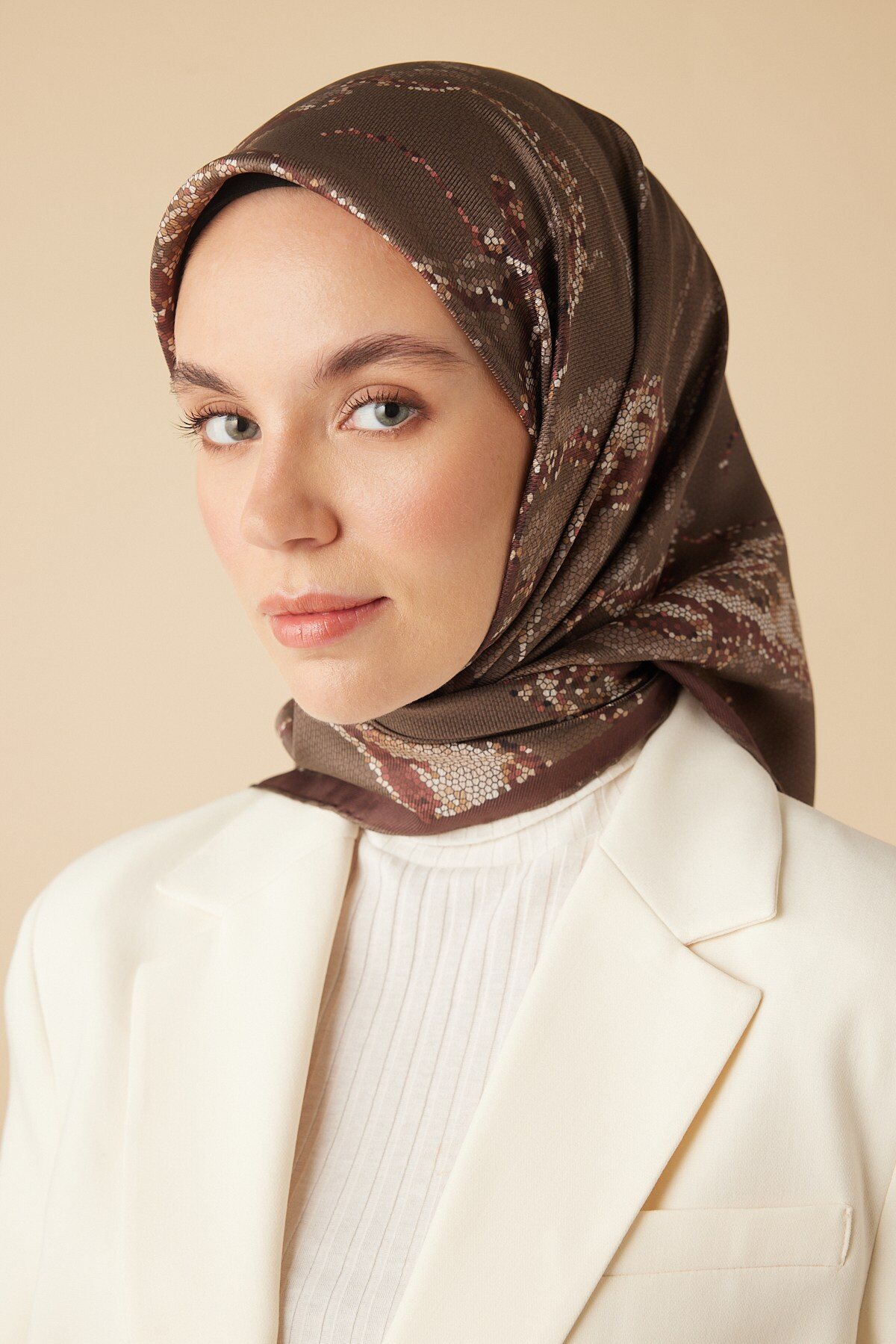 Cevlan Mulberry İpek Eşarp - Vizon
