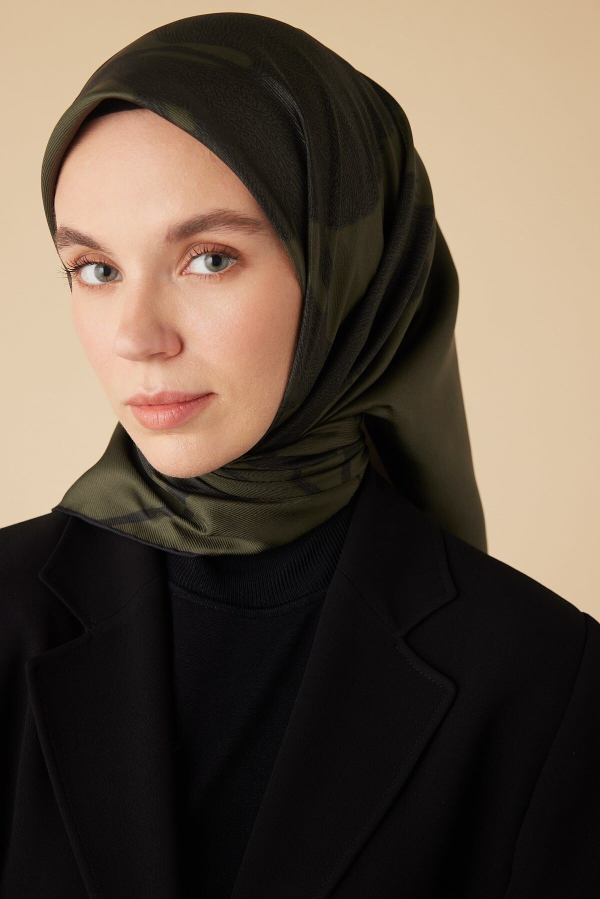 Ferya Mulberry İpek Eşarp - Haki
